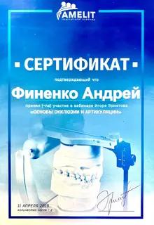 Сертифікат: Основи оклюзії та артикуляції